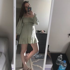 Mint green peasant dress